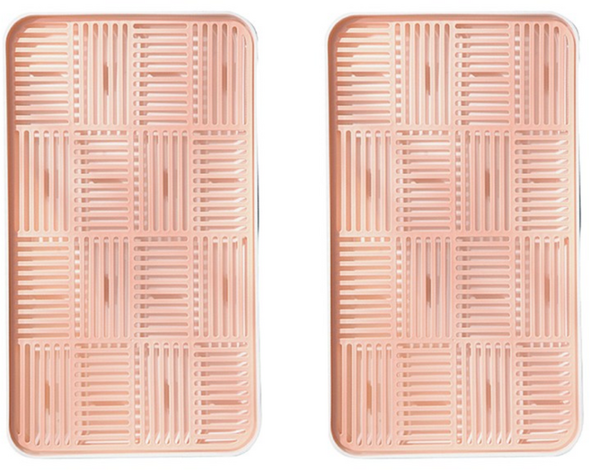 1+1 물빠짐 식기 컵 젖병 건조대, 핑크, 2개