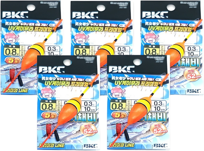 BKC 빙어채비 5본 BK-821 얼음낚시 빙어 낚시 묶음 바늘, 5개