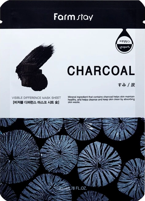 팜스테이 비저블 디퍼런스 마스크 시트 숯 10매, 10개, 23g - 쿠팡