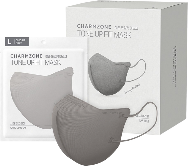 참존 톤업핏 마스크 대형, 25개입, 1개, 시크업 그레이