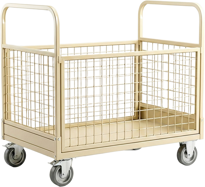 접이식 카트 물류창고 운반용 손수레 고하중 바스켓카트 롤테이너, 탄 중형, 1개