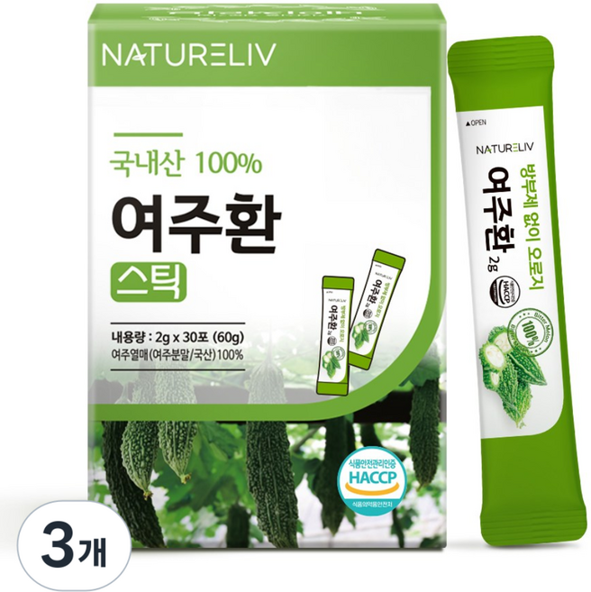 네이쳐리브 국내산 여주환 스틱 농약 잔류 검사 완료 먹기좋은 작은환, 60g, 3개