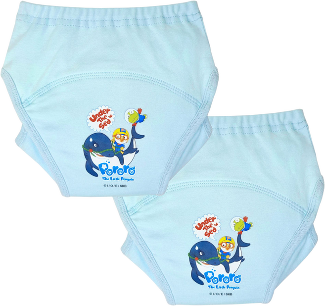뽀로로 유아 샘방지 순면 배변 훈련 팬티 2P, 2개, 스카이