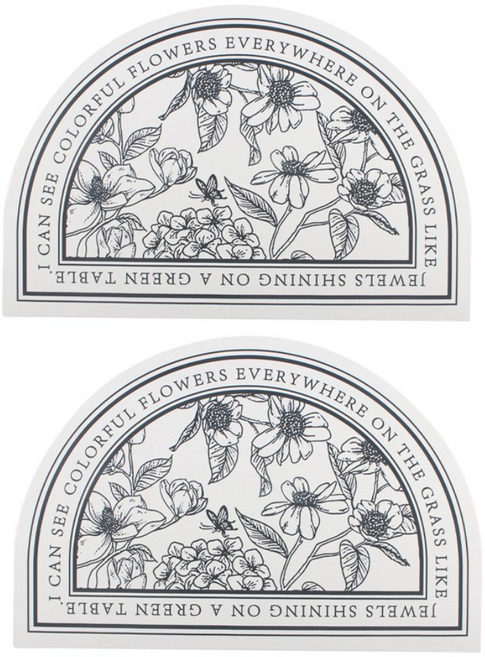 1+1 빨아쓰는 규조토 발매트 세트 플라워 패턴 폭신 물흡수 매트 인테리어 발판 받침 반원형 타원형 현관 욕실 주방 화장실 소품, 2개입, R99713B(반원형 플라워가든 A타입, 1세트