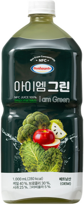 보넬드 아이엠 그린주스 100% NFC 착즙주스, 1개, 1L