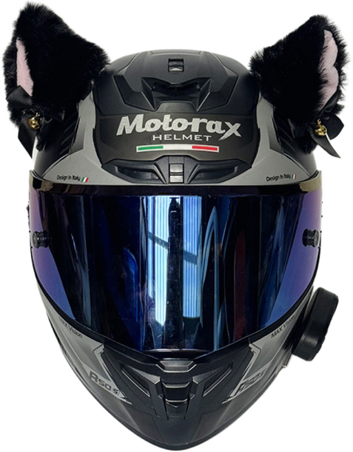 Salimm 귀여운 고양이귀 오토바이 바이크 스쿠터 헬멧 DIY 장식, 블랙