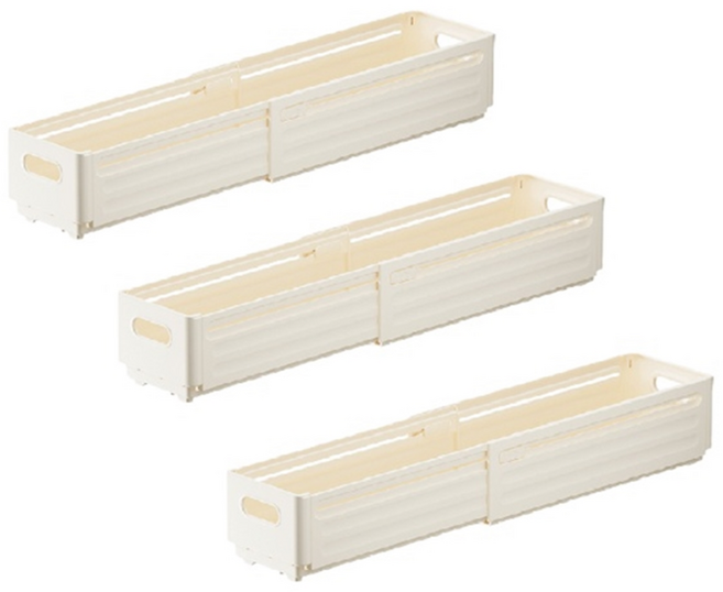 마코제이 내맘대로 길이조절 정리함 소형, 크림, 3개