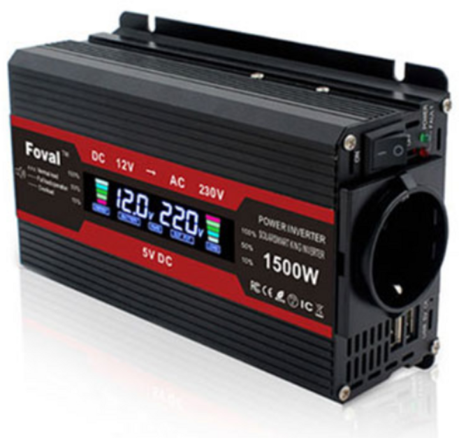 루앤 차량용 LCD 인버터 유사계단파 2000W 220V 60hz 한국형 KC인증, 블랙 용량 1500W 전압 12V, 1개