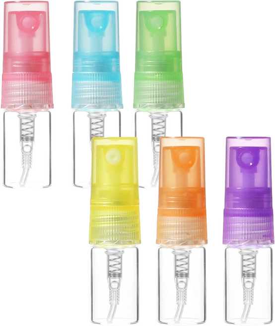 향수용기 PP캡 컬러풀 스프레이 각색 2ml 유리공병 휴대용, 노랑, 1개