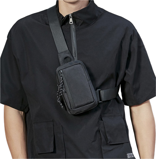 주니지니네 액티브미니 슬링백 휴대폰 가슴 가방 남녀공용, 오른쪽 끈