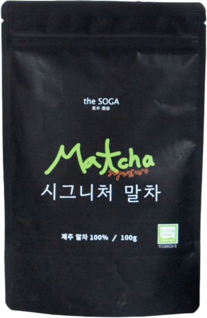 [더소가] 시그니처 유기농 제주 말차 100g 대용량 설탕없이 순수한 국내산 말차 100% 차광 재배 첫물 녹차, 1개, 1개입
