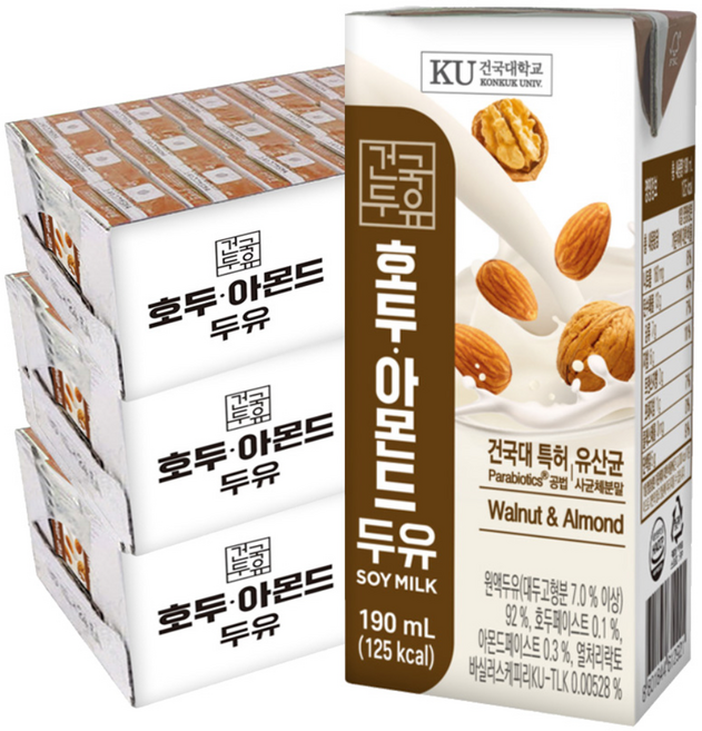 건국유업 호두아몬드 두유, 190ml, 72개