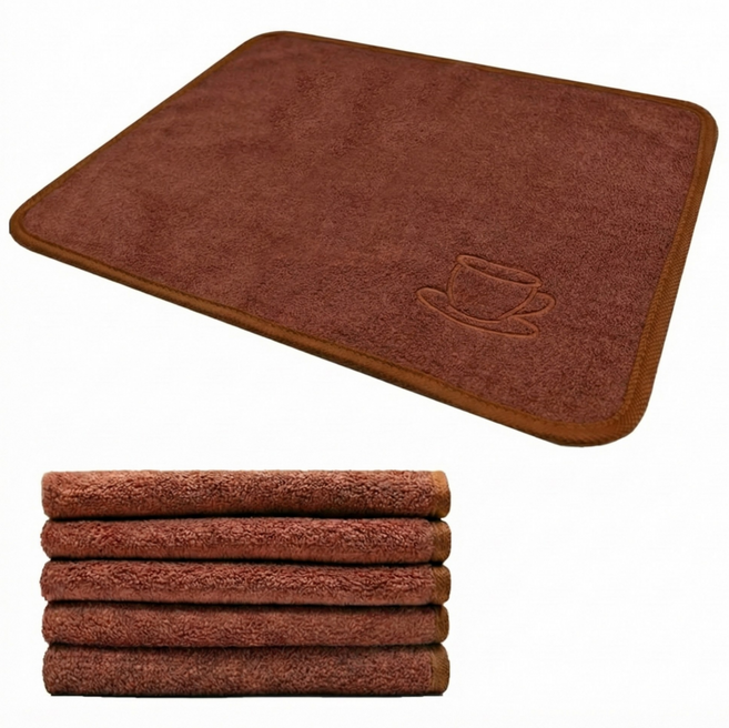 초극세사 홈카페 바리스타 타월 다용도 클리닝 행주 주방행주 30*40cm, 5개, 브라운