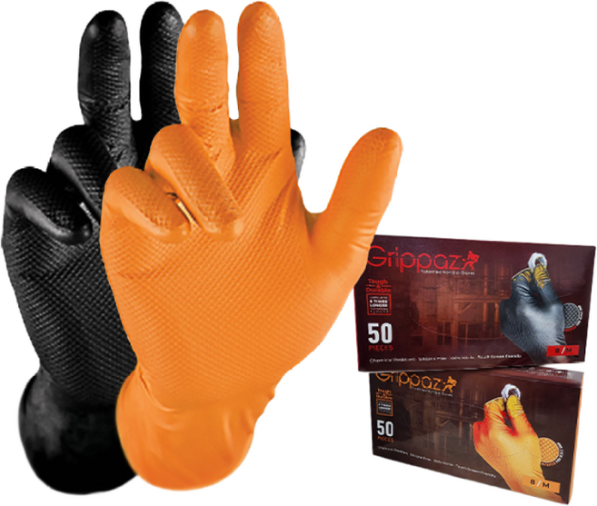 Grippaz 그립파즈 두꺼운 니트릴 장갑 50매, 블랙, 1개