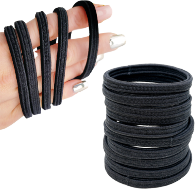 이쁨달다 국산 K사각 30개+3 검정 머리끈 파우치 포켓빗 증정 도톰 짱짱 무매듭 두꺼운 머리끈