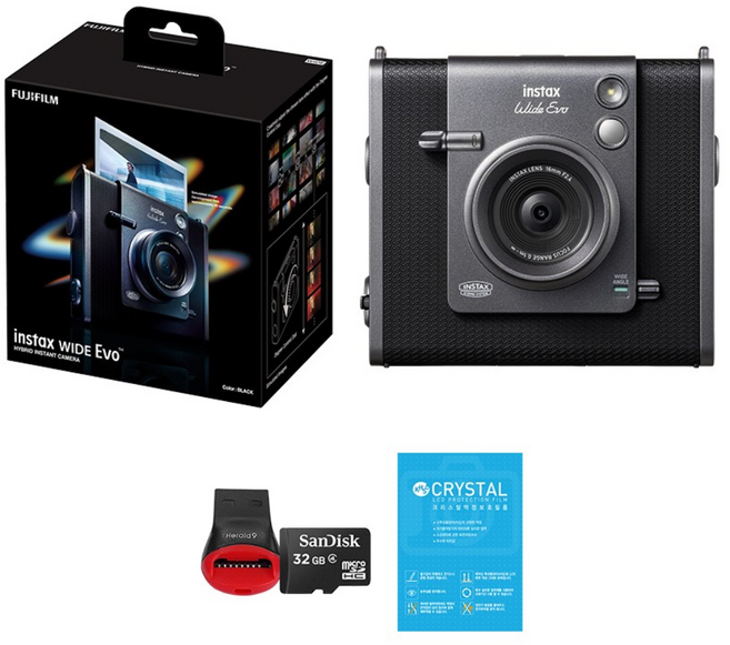 인스탁스 와이드 에보 단품 패키지 하이브리드 즉석카메라, 1세트, 블랙