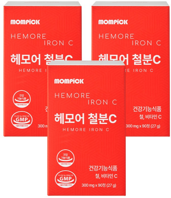 맘픽 여성 철분제 임산부 남성 철분 어지러움 어지럼증에 좋은 영양제 mompick, 3박스, 90정