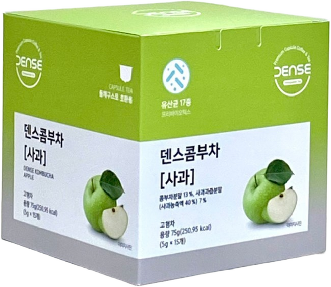 덴스 돌체구스토 호환 캡슐 콤부차 사과, 5g, 1개, 15개입