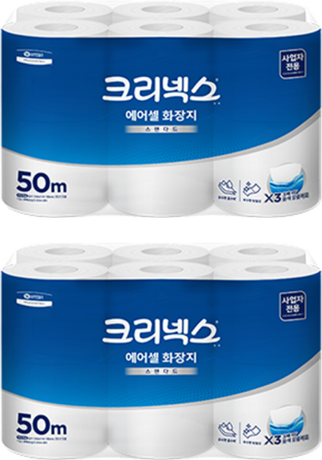 크리넥스 에어셀 스탠다드 1겹 롤화장지, 50m, 12롤, 2개