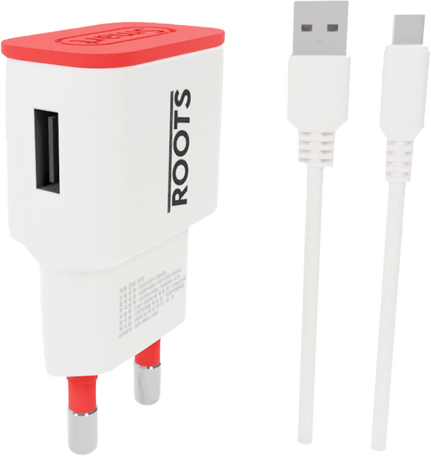 루츠 국내생산 USB 1포트 저전압 DC 5V 2A 저전력 저속충전 어댑터 홈캠 충전기 + C타입 1M 케이블 포함, 화이트, 1개