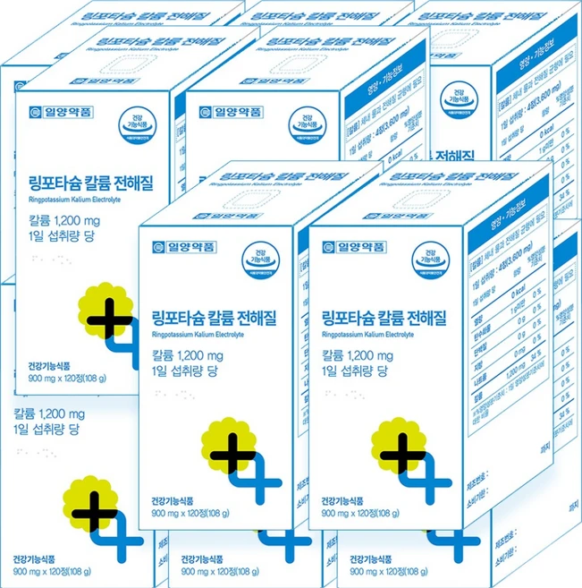 일양약품 링 포타슘 칼륨 전해질 수분 밸런스 워터 균형 영양제, 10개, 120정 - 쿠팡
