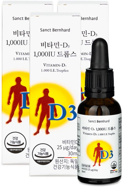 비타민 D3 1000IU 드롭스, 30ml, 3개 - 쿠팡