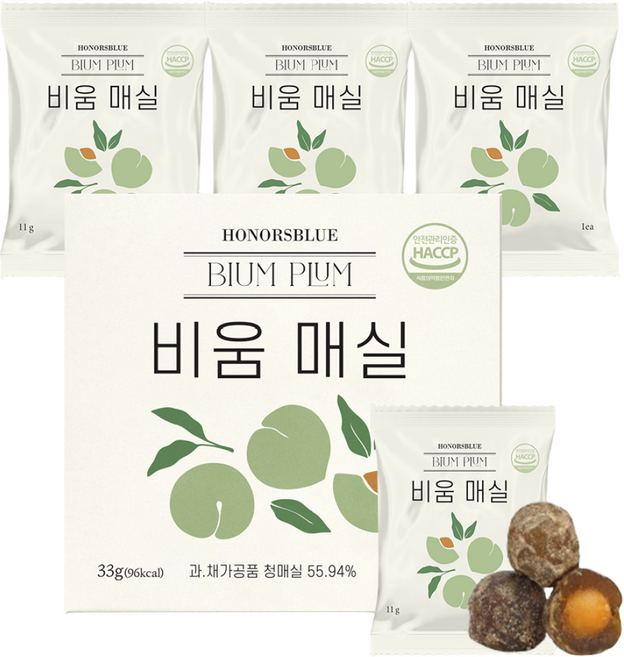 아너스블루 비움매실 동매실 싹비움 발효매실 똥매실 3개입, 33g, 1박스