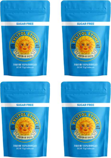 [무료배송]자일리톨 스톤 지퍼백 묶음 세트, 지퍼백 오리지널 70g*4, 70g, 4개