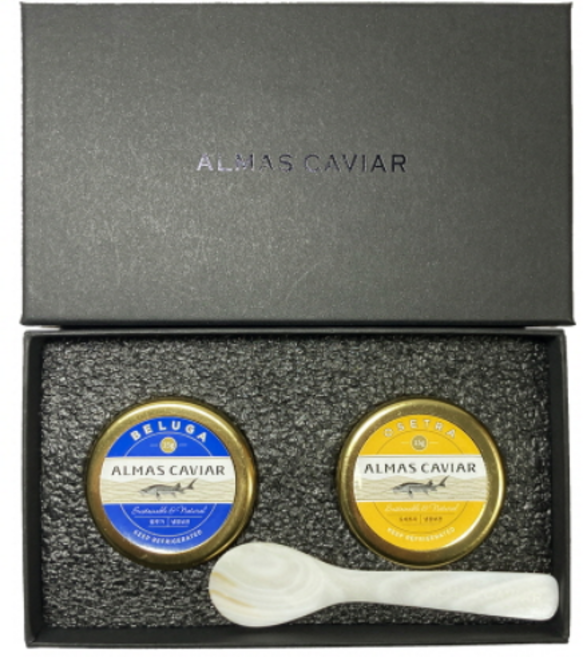 알마스캐비아 벨루가 오세트라 세브루가 캐비어 철갑상어알 15g 2종세트 (고급 자개스푼 포함), 오세트라+세브루가, 2개