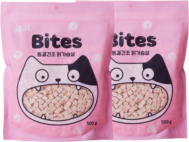 3651 바이츠 동결건조 대용량 고양이 트릿, 닭가슴살, 500g, 2개