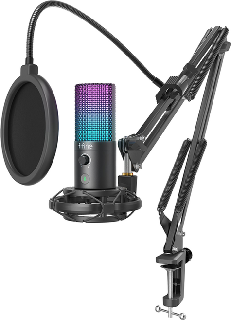 FIFINE T669pro3 ASMR 게이밍 RGB 콘덴서 홈레코딩 유튜브 방송용 마이크, T669pro3 (유선) 풀세트