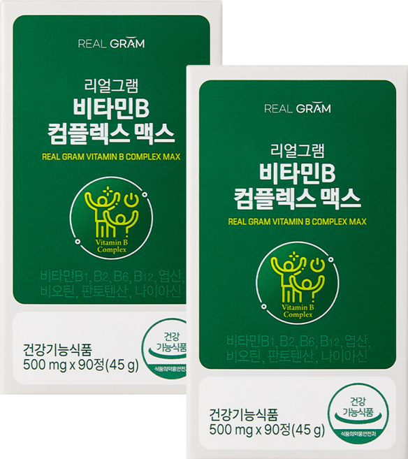 [신규입고] 리얼그램 비타민B컴플렉스 8종비타민B 200% 고함량, 90정, 2개