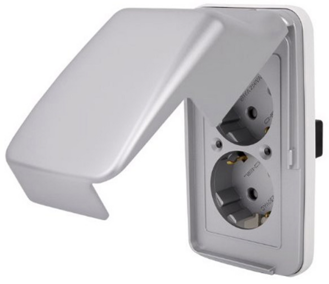 제일전기 방우 콘센트 세로 2구 전등 스위치 커버 실버, 1개