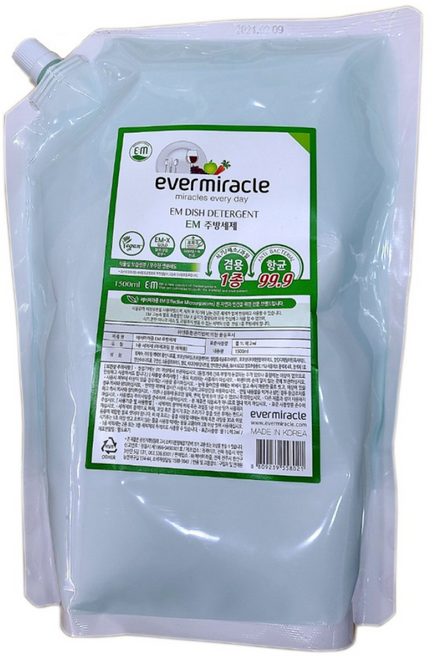 에버미라클EM 주방세제리필(1.5L) 친환경 1종주방 맨손설거지 저자극 세정력, 1개, 1.5L