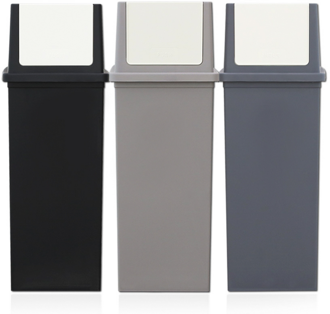 리빙스마일 분리수거함 푸시형 50L 3P세트, 푸시형 블랙+브라운+그레이