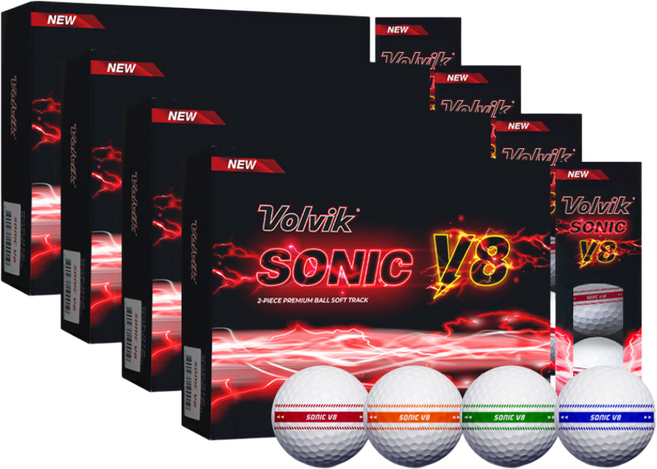 (4더즌 48구) 볼빅 골프공 소닉 V8 소프트 트랙 2피스, 멀티(레드+오렌지+그린+블루), 12개입, 4개