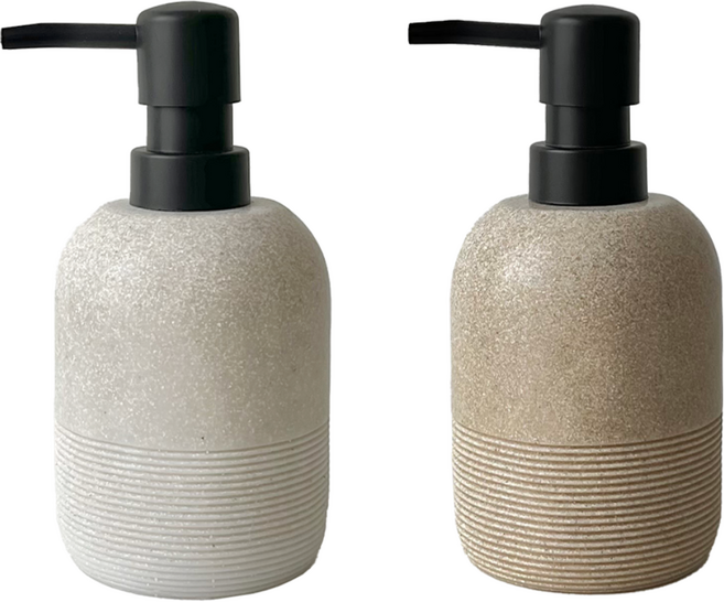 A의취향 클래식 디스펜서 호텔식 핸드워시 주방세제 리필 용기, 1세트, 화이트+베이지