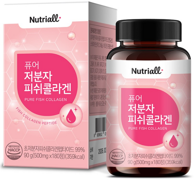 저분자 피쉬 콜라겐 펩타이드 비오틴 식약청인증 HACCP 180정 6개월분, 1개