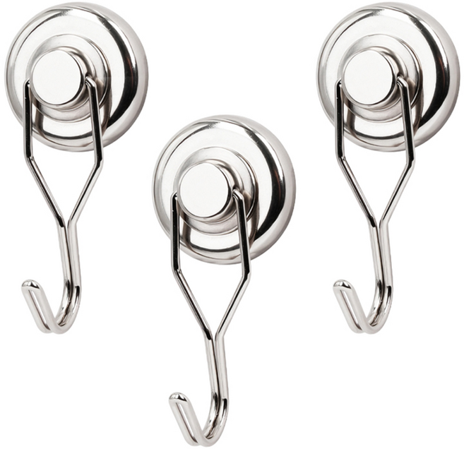 Jianwen회전식 강력자석후크, 3개, 32mmSilvery