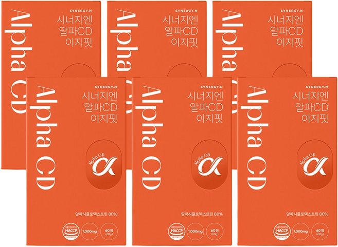 시너지엔 알파CD 이지핏 알파시클로덱스트린 알파시디 효능, 6개, 60정