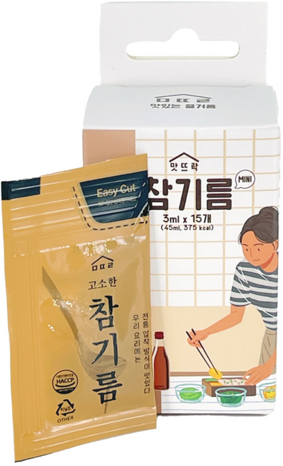 맛뜨락 고소한 일회용 여행용 캠핑용 미니 참기름 소포장, 15개, 3ml