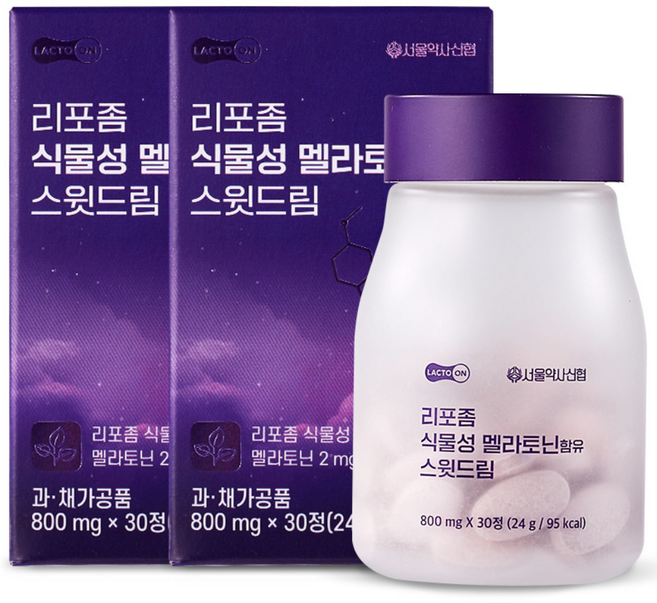 서울약사신협 락토온 리포좀 식물성 멜라토닌 2mg 함유 스윗드림, 2개, 30정