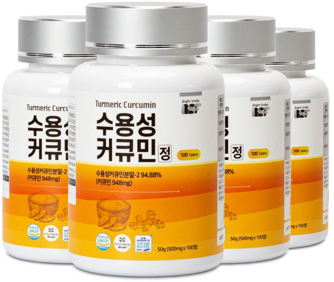 백세식품 BSF 수용성 강황 커큐민 정 500mg x 100정 HACCP인증, 4개