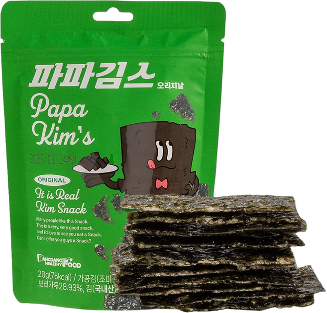 당당헬시 파파김스 오리지널 김과자 [원산지:국산(충청남도 서천군)], 3개, 20g