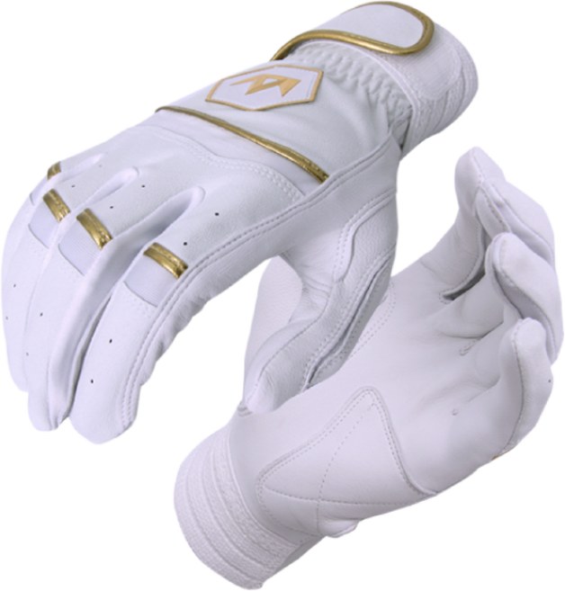 크라운비 커스텀 골드에디션 천연양피 배팅장갑 야구장갑, 화이트골드, 1개