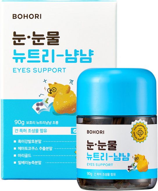 보호리 눈 눈물 뉴트리냠냠 2.0 90g 강아지 눈곱 눈물 자국 냄새 간 루테인 영양제, 1개, 눈물개선/눈건강, 90정