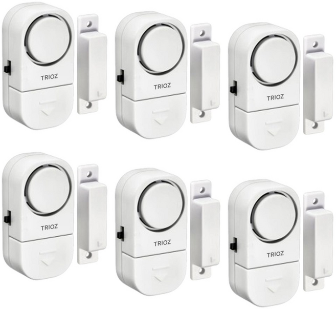 TRIOZ 도어 경보기 방범벨 창문 센서벨 문열림 센서 1+1, 6개