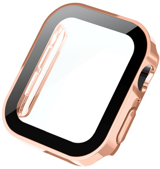適用 Apple Watch 11 10 9 8 7 6 SE 手錶殼 防水一體式保護殼 46 42 45 41 44, 玫瑰金,10/11代 46mm 方邊一體殼, 1個
