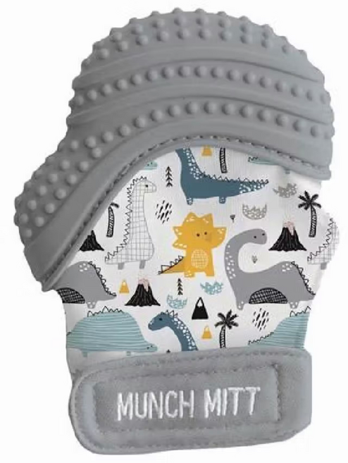 말라키키즈 손 장갑 실리콘 치발기(공룡) BPA-FREE 습진 방지 신생아 선물, 1개