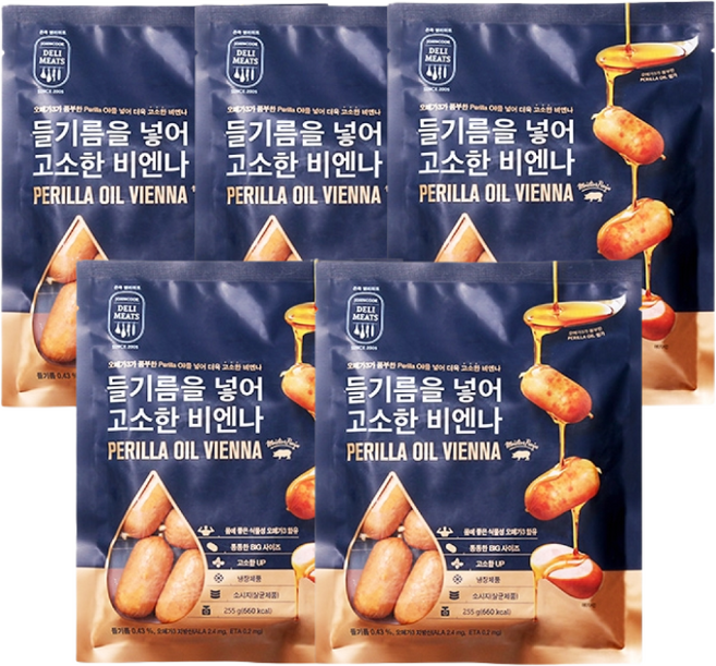 존쿡델리미트 들기름을 넣어 고소한 비엔나 255g X 5개